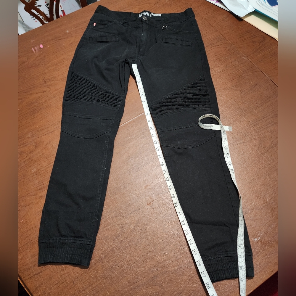 Kayden K Black Biker Style Joggers / Pants